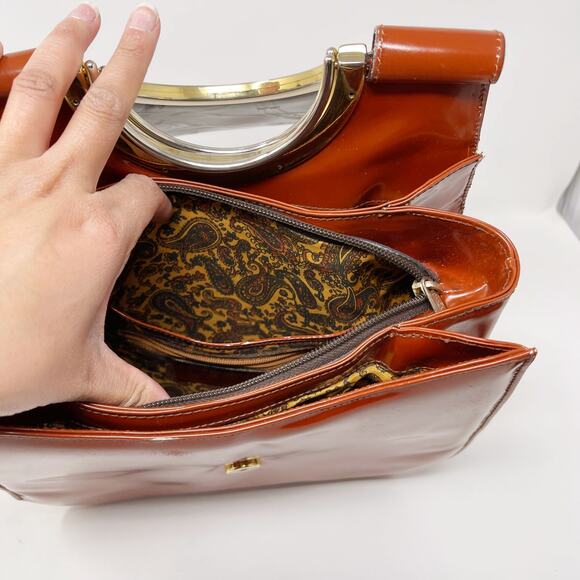 Talja Genuine Leather Handcrafted Italian Embossed Horse Pattern Bag Tan Brown - Picture 14 of 14